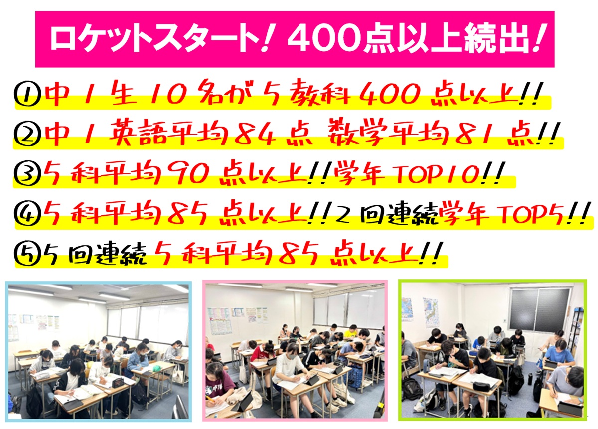 2025年6月 前期中間テスト 成績アップ実績